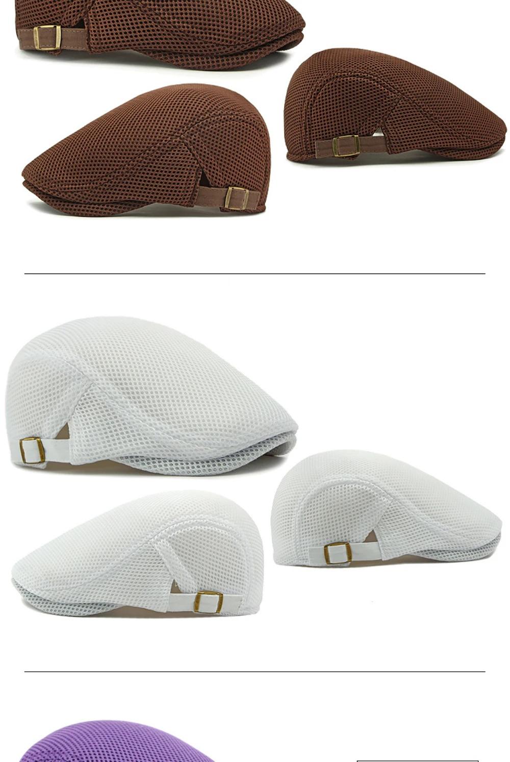 HT4775 Beret Cap Spring Summer Mesh Cap Breathable Sun Hat Women Artist Painter Beret Hat Male Female Ivy Flat Cap Mens Berets