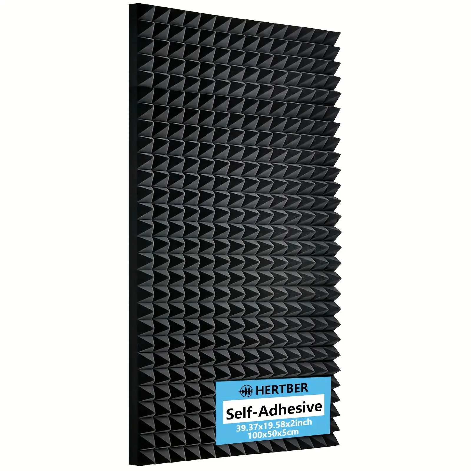 1pc self-adhesive high-density black sound insulation foam, 100x50x5cm sound absorption wedge panel, instrument room/studio/recording studio/home theater/recording studio, reduce indoor noise transmission