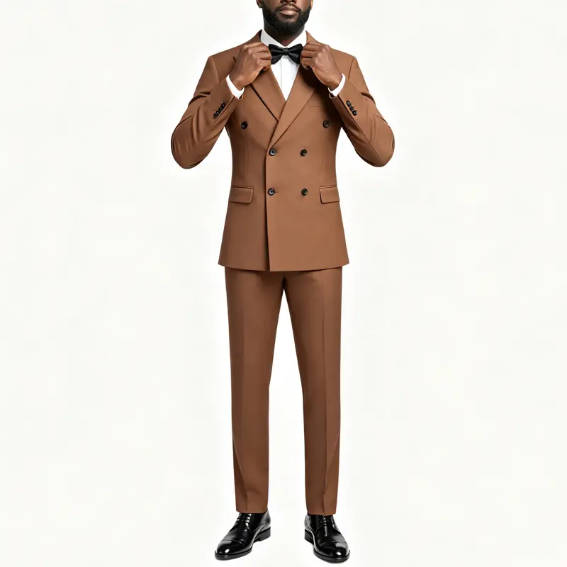 Men's 2-Piece Slim-Fit Double-Breasted Blazer Tuxedo Suit Set - Classic Retro Separates with Embroidery, Buttons, V-Neck, Fitted Design for Wedding, Business, Graduation Events