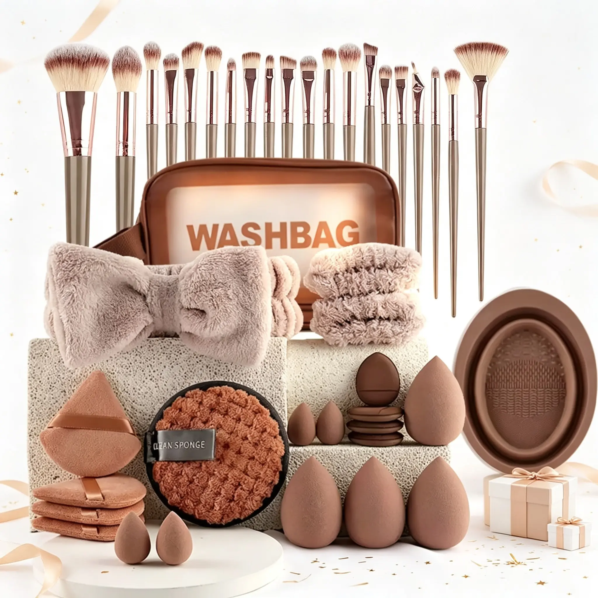 42pcs beauty set makeup kit large and small beauty sponges for flawless makeup application and removal of makeup full set