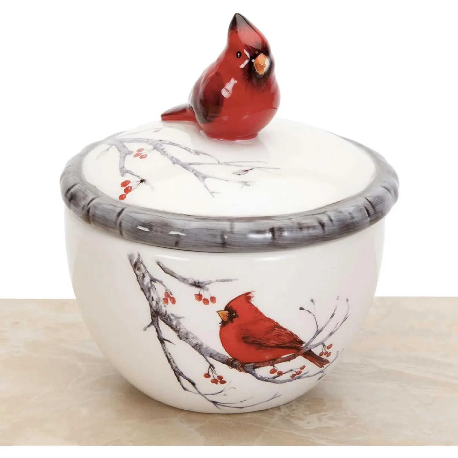 Ceramic Cardinal Trinket Box - Cardinal Keepsake and Jewelry Box - Home Décor