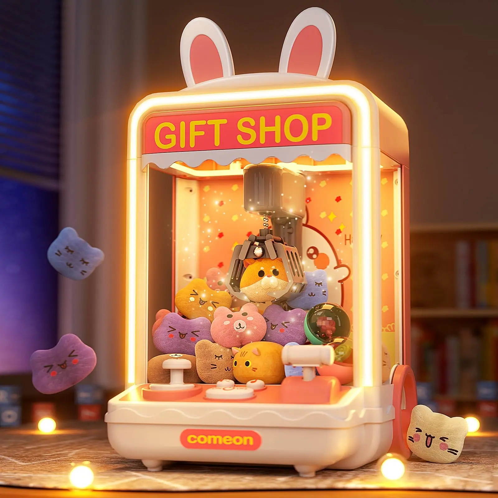 Bunny Claw Machine Toy for Kids 3+, Mini Vending Arcade Game with Music, Fun Play, No Battery