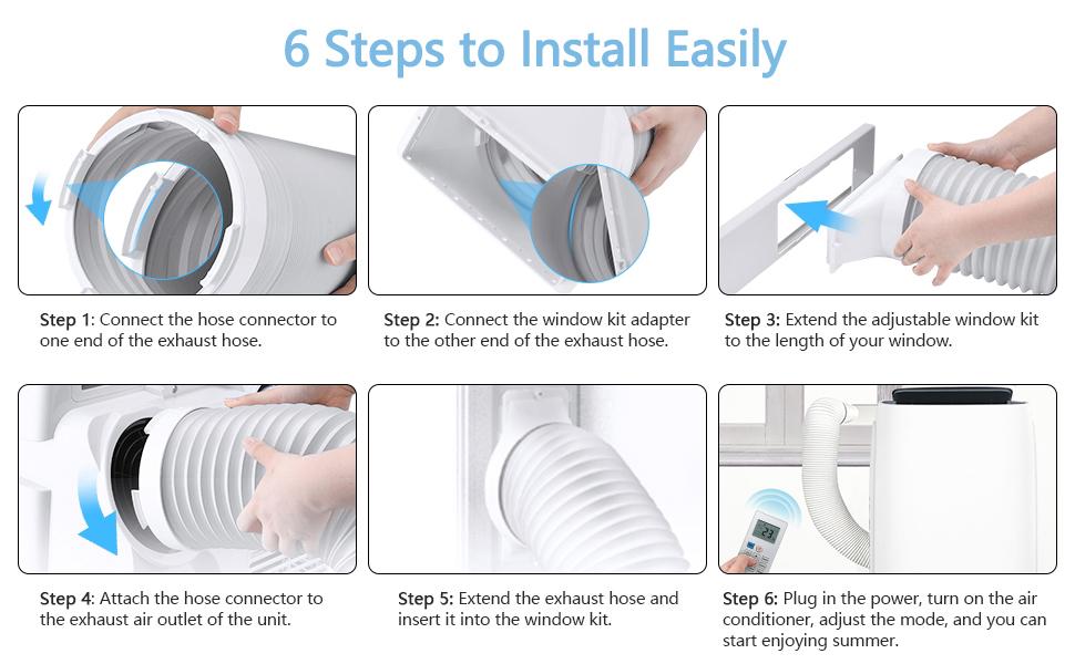 COWSAR Portable Air Conditioner, 12000 BTU/13000 BTU for Room up to 550sq. ft-600 sq. ft, Dehumidifier & Fan, Portable AC with 3 Fan Speeds, Automatic Louver Sweep,24H Timer, Remote Control, ECO