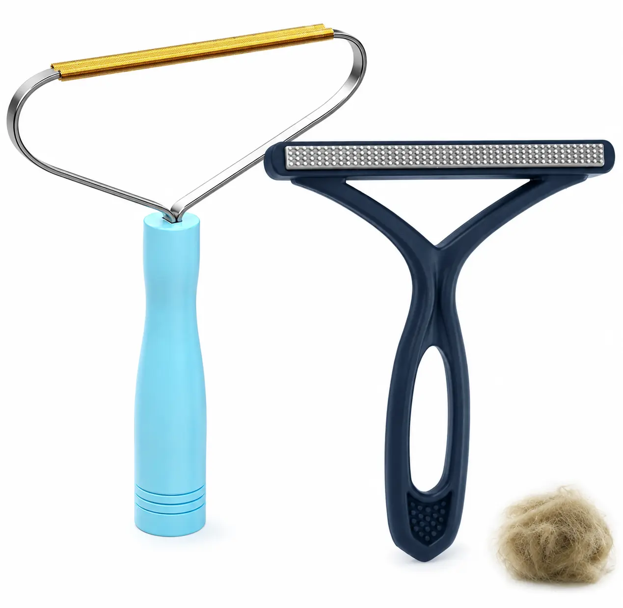 Aluminum 2-in-1 Pet Hair Remover Kit - Carpet Rake, Fabric-Safe Lint Remover for Dog & Cat Hair on Blanket, Clothes, 5.51 in × 4.92 in, 6.7 in × 5.3 in