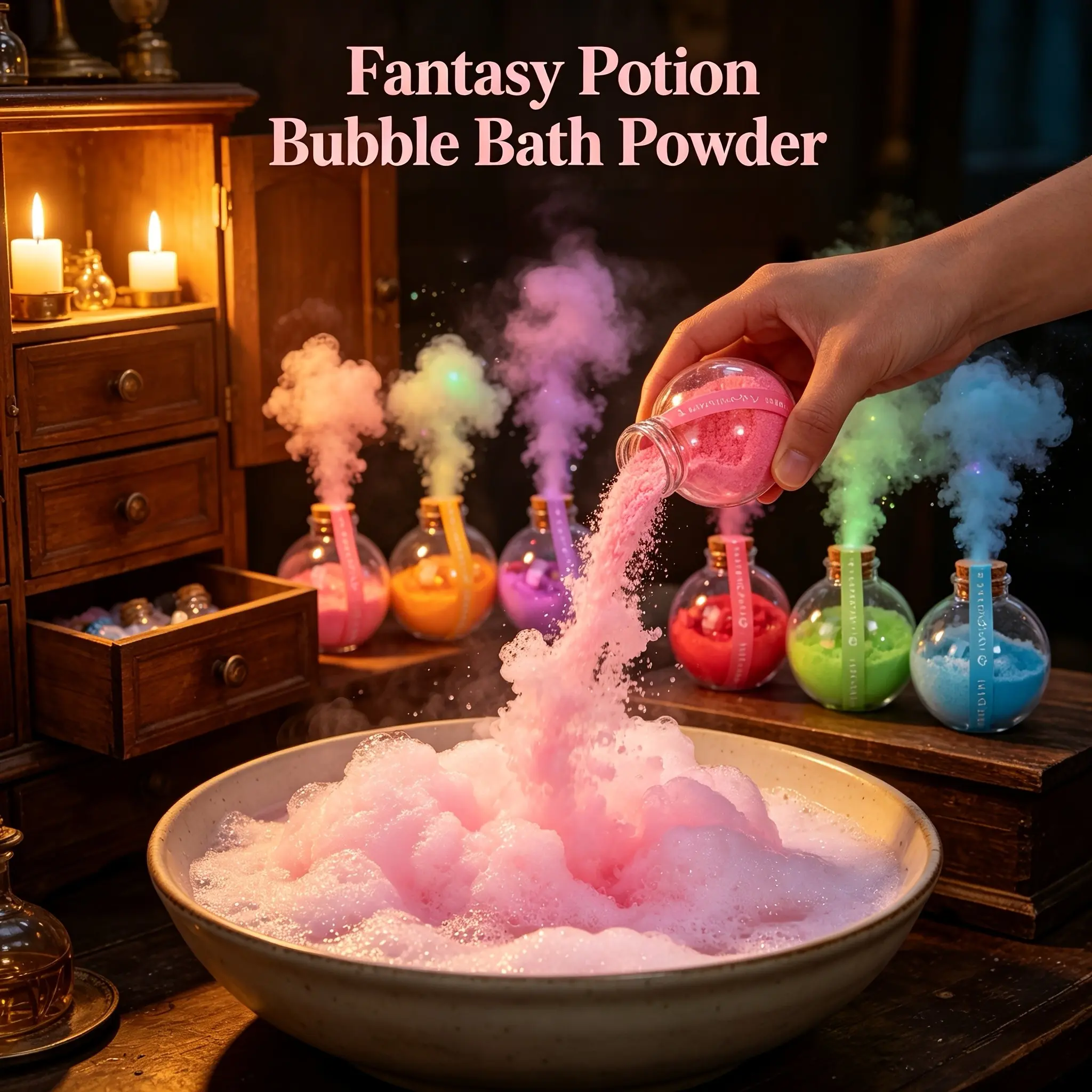 Magic Potion Bath Salts, 6 Color Emotional Aroma, Lab Bottle Bath Powder, Relaxing Gift, Stress Relief, Adult Self Care, Anniversary Gift, Bath Additive
