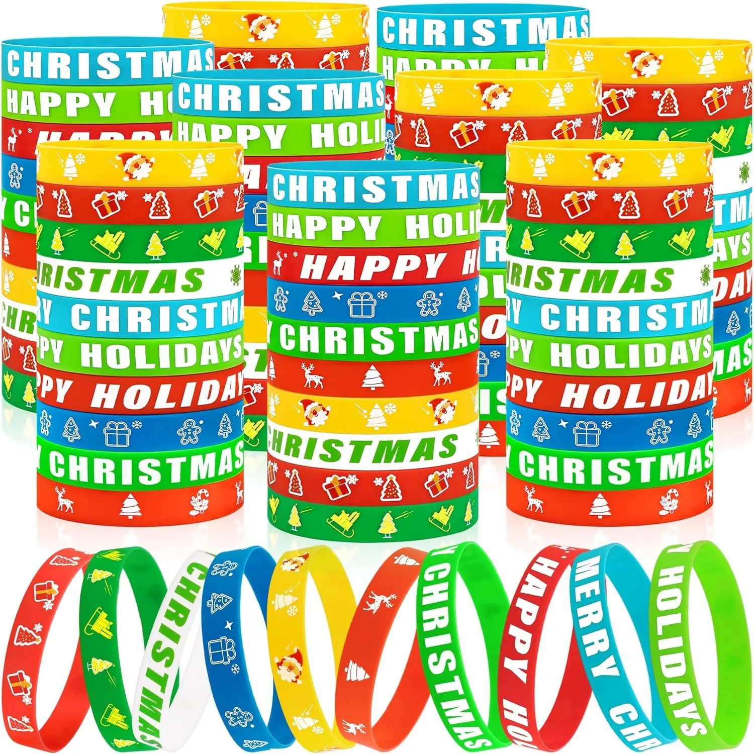 144 count Christmas Party Favors for  – Xmas  Bracelets Bulk, Toys, Prizes for Holiday Gifts, Stocking Stuffers, Classroom, Students, Teachers, Adults