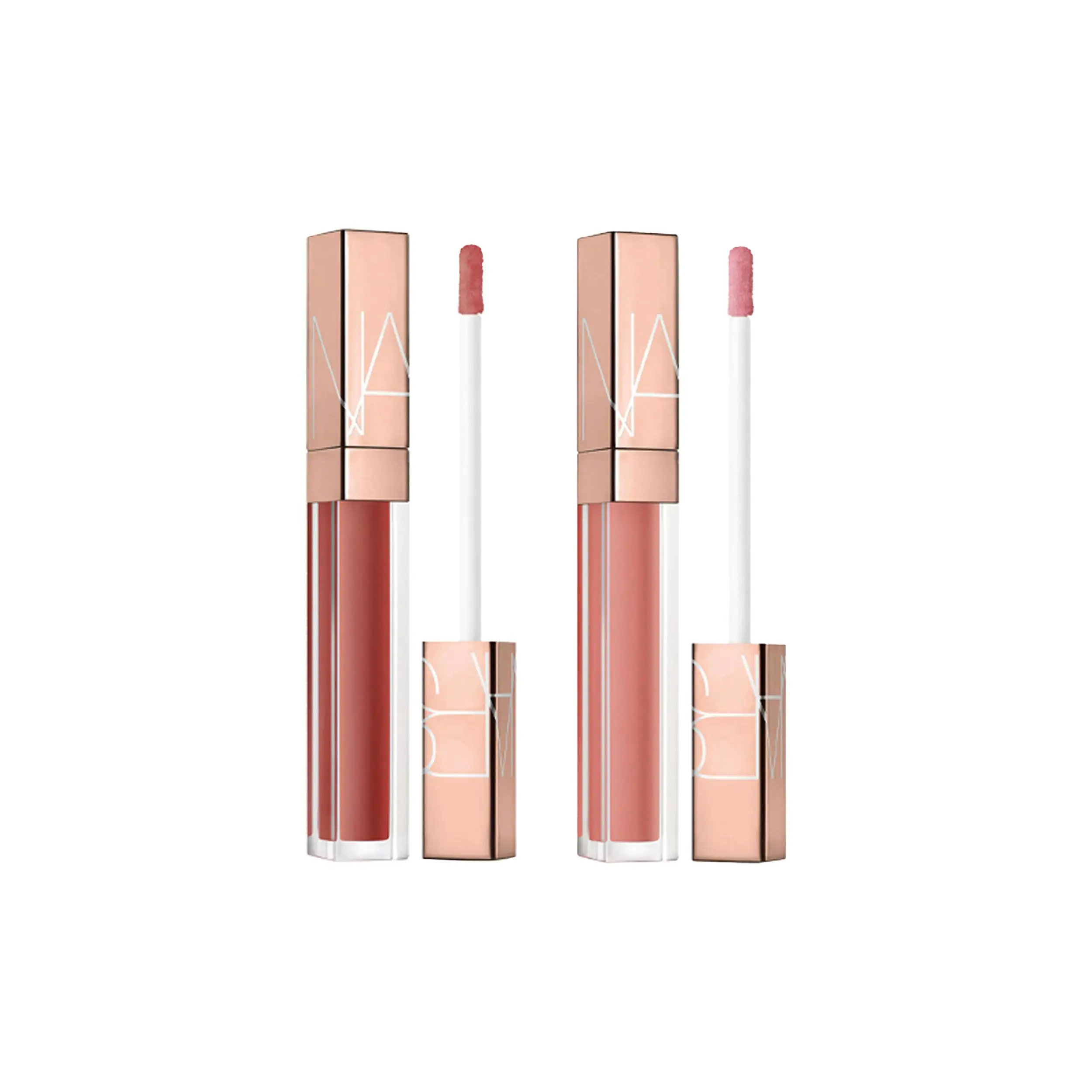 NARS Small Pink Gold Lip Gloss Duo, Dewy Iridescent Gold Tube Lip Gloss Glossy Easy to Blend Natural 5.5ml+5.5ml