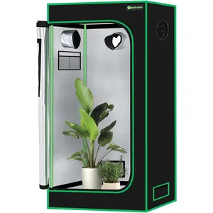 Yesker 2x2 Grow Tent 24 Inchx24 Inchx48 Inch High Reflective Mylar Small Indoor Growing Tents 600D Oxford Cloth with Observation Window and Removable Floor Tray for Hydroponics Indoor Plants Fruit Flower Growing