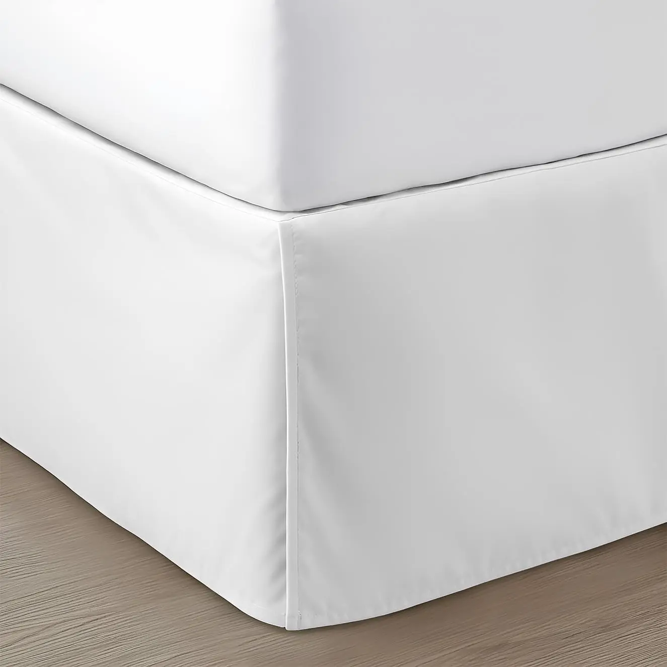12 inch Drop Bed Skirt Queen Size - Platform Style with Fit, Classic Tailored Look, Elegant Pleated Style Dust Ruffle, Split Corners, Wrinkle Resistant Microfiber - White