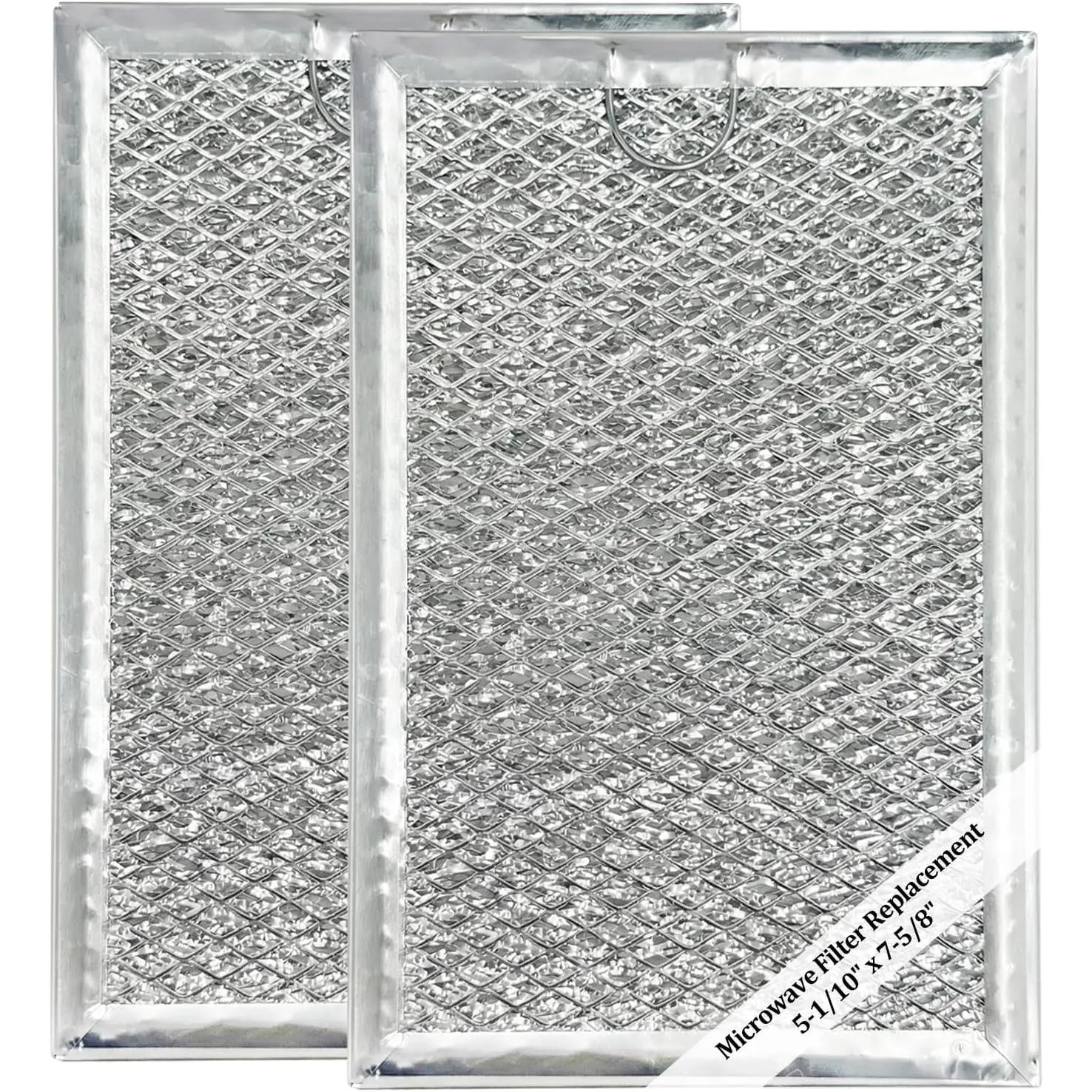 Grease Filter Replacement for Over-the-Range Kitchen Microwaves, 2 Pack of Reinforced Aluminum Mesh Filters with Thicker Construction, 5-1/8" x 7-5/8", Efficient Kitchen Ventilation, Direct-Fit, Traps Grease