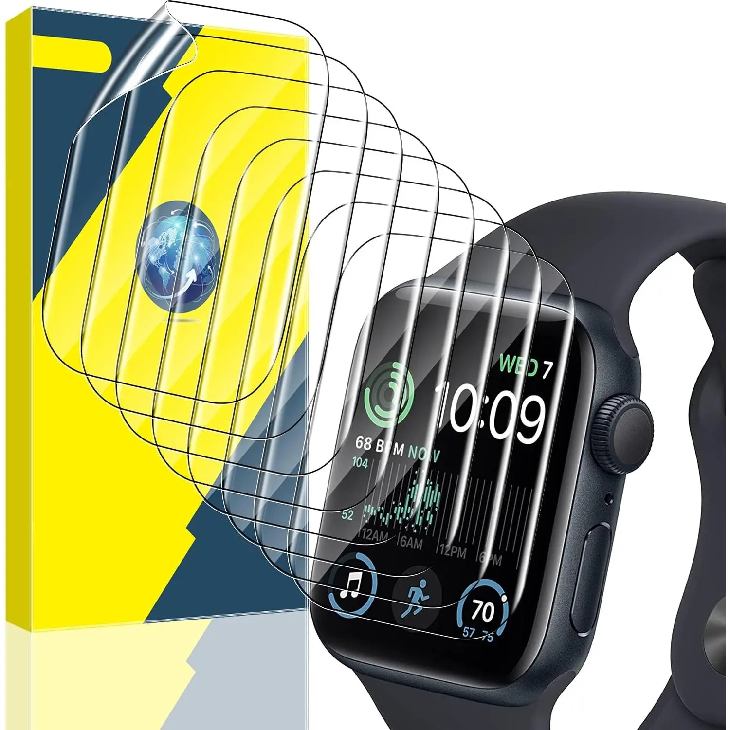 8 Pack Screen Protector Compatible for  Watch 44mm SE 3 / SE 2/1 Series 6/5 / 4, [Upgrade Flexible Film] Soft  Clear Anti-Scratch Film for iWatch Accessories