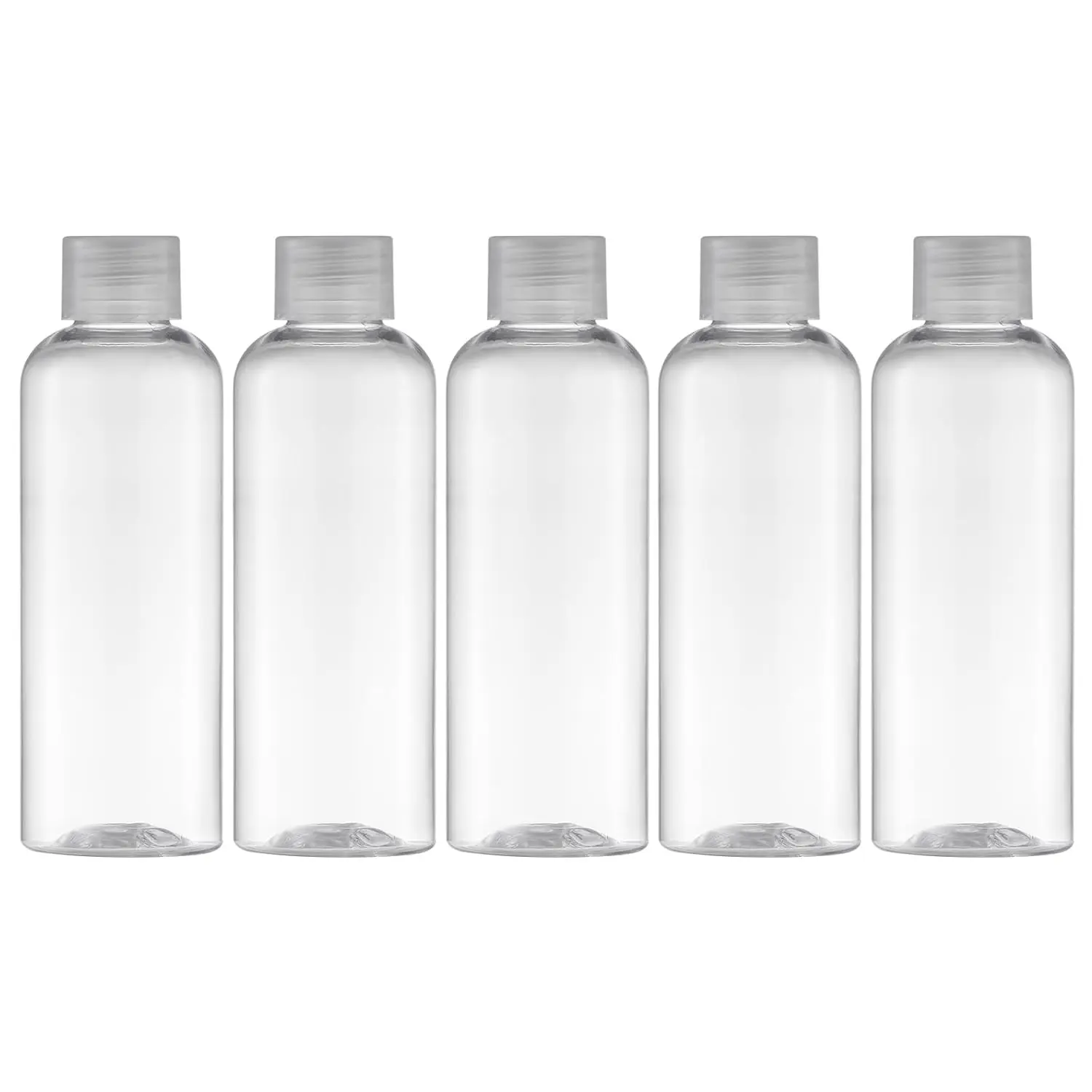Travel Bottles for Toiletries, 3.4oz Mouthwash Container, Screw Top | 5 Pack, small size plastic bottles empty, for liquids & shampoo, with clear twist cap, TSA, leak-proof, clear, 100ml