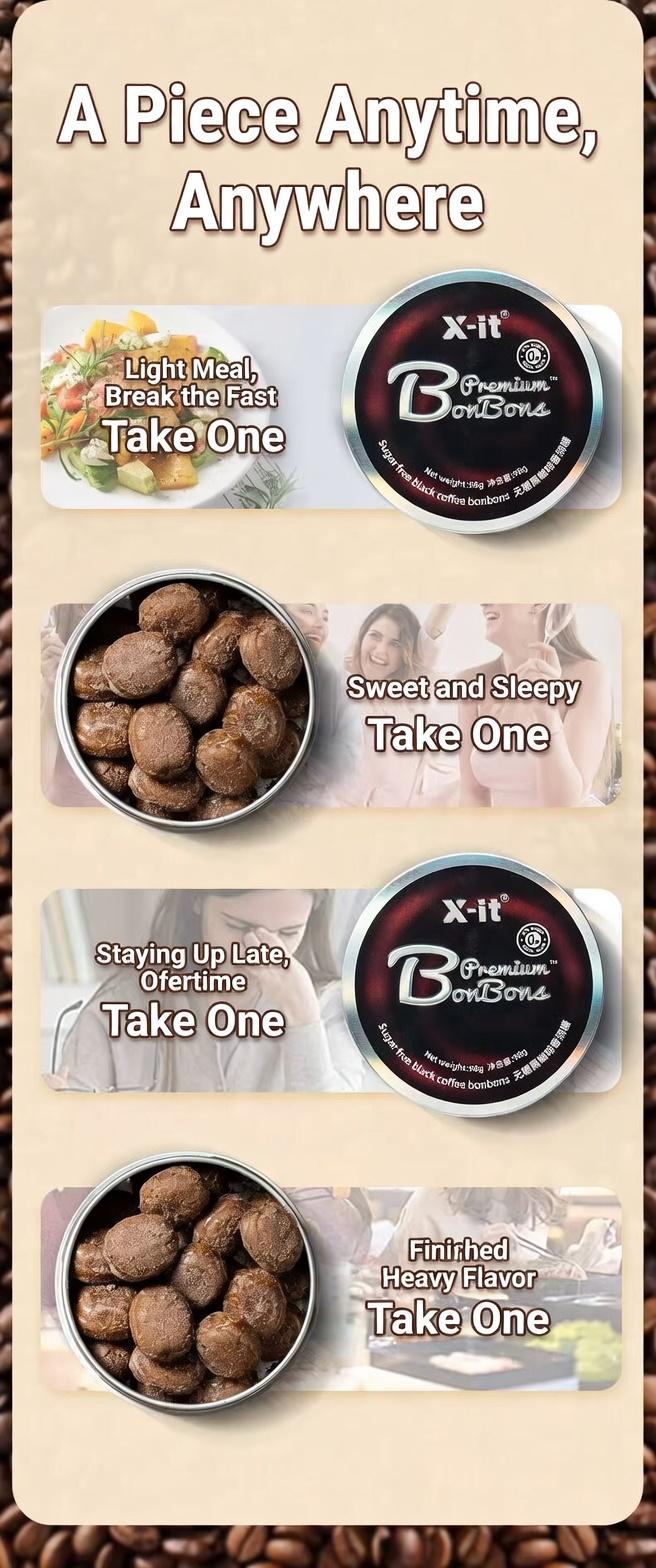 X-it Sugar-free Iced Coffee Candy 98g, Helps Wake You Up When Driving, Rich in VC, Mint Throat Drops, Snack Packaged 98g