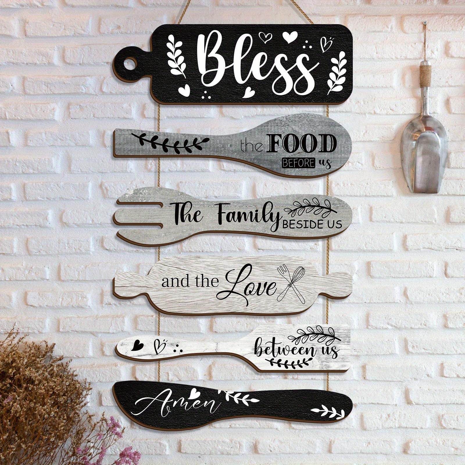 Wooden Kitchen Wall Decor, 1 Count Farmhouse Kitchen Wall Sign with Rope, Home Decor, Housewarming Gift, Home Wall Hanging Decor, Wooden Letter Sign