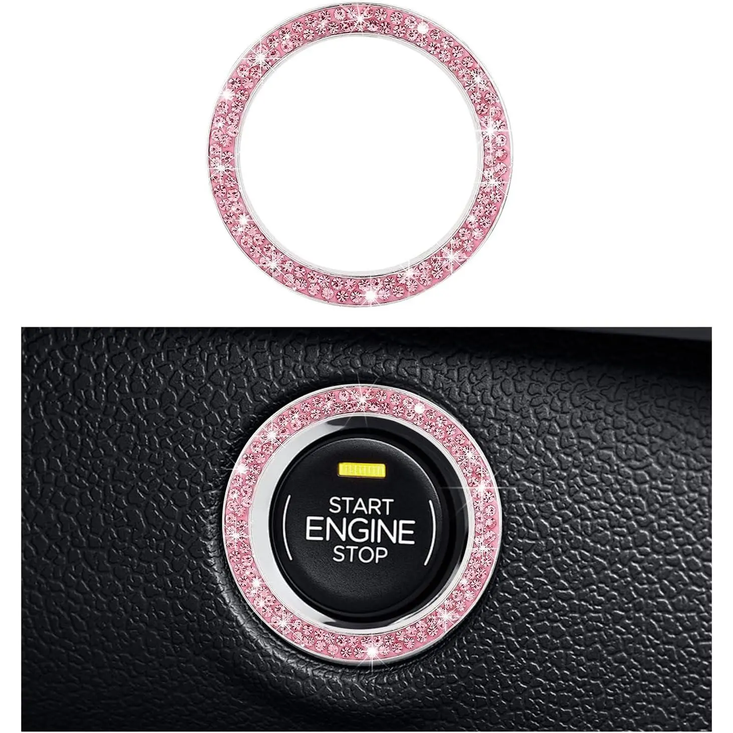 Bling Engine Start Ring Decal, Sparkling  Rhinestone Auto Push Start Button Cover Sticker, Decorative Key  Knob Ring for  ,  Accessories (, 1 count)