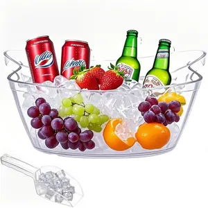 1pc 6L Large Clear Acrylic Ice Bucket with 1pc Scoop For Wine Champagne Mimosa Cocktail Bar Picnic Fruit Storage