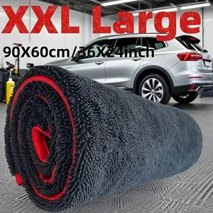 XXL Extra Large Microfiber Car Drying Towel with Twist Loop Design, Super Absorbent Thickened Cloth for Cars, Trucks & Boats, Red & Grey Professional Detailing Towel, High Water Absorption Material