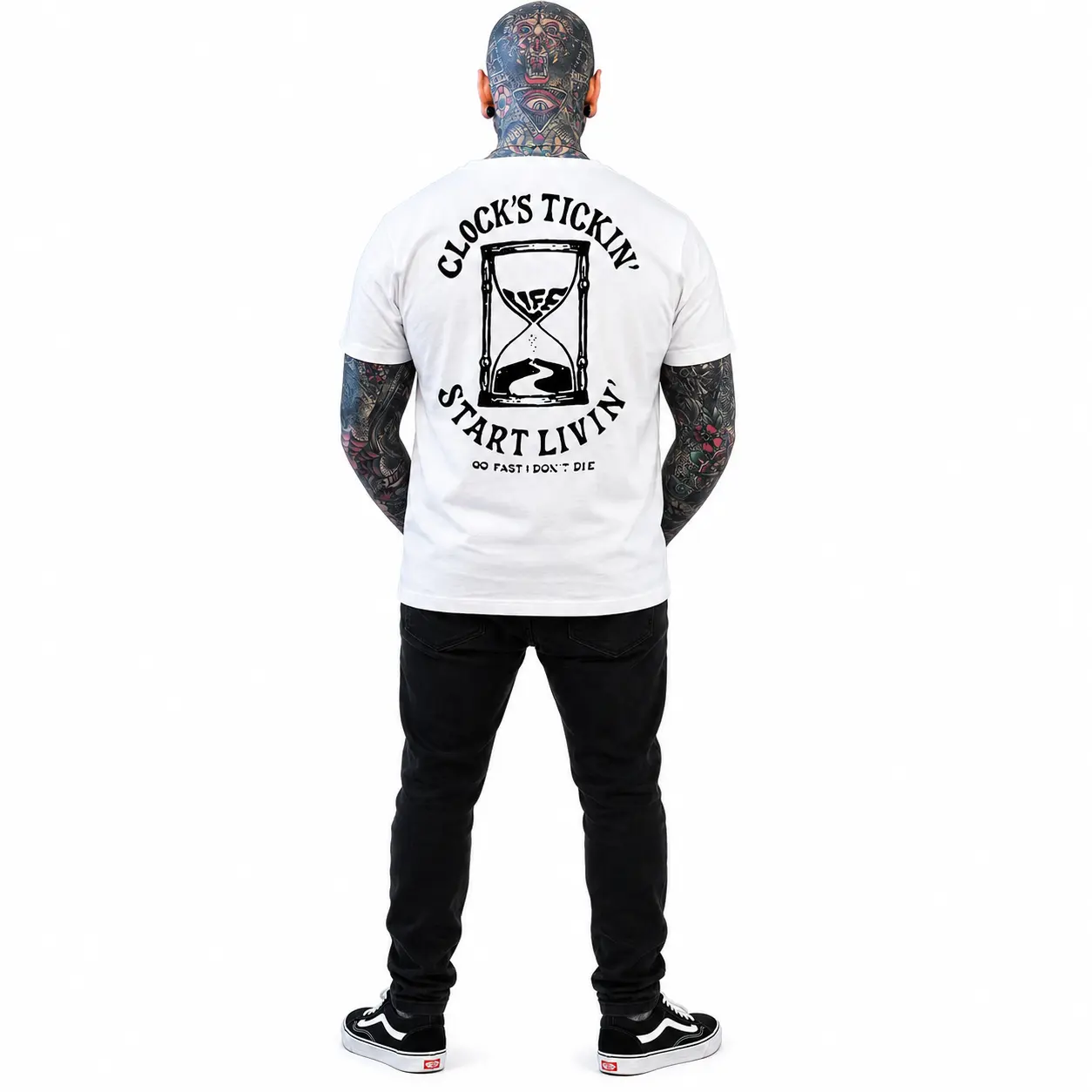 Clock's Tickin' Start Livin' Go Fast I Don't Die Print Men's T-Shirt