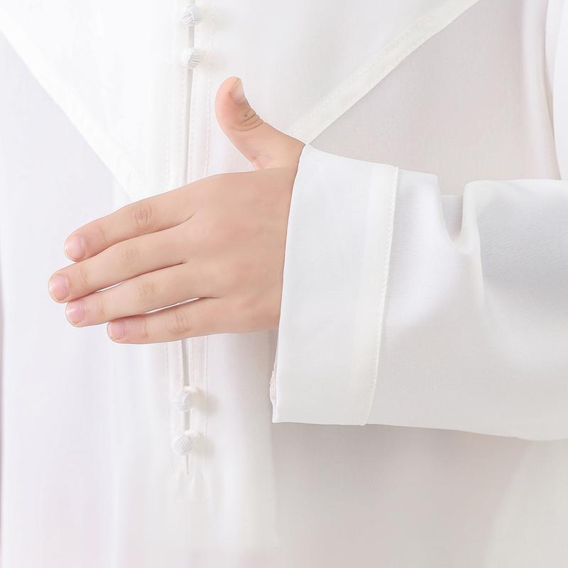 Boys' Solid-Color Buttoned Robe - Polyester-Blend Fabric for Daily Casual Wear Long Sleeve Arabic Boys Thobe