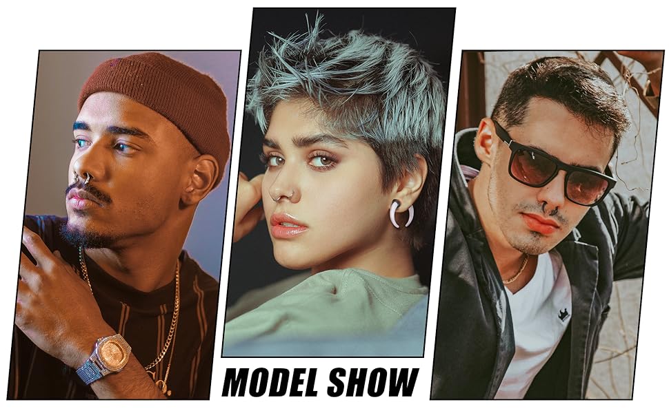 Sanfenly Septum Stretcher Set - Stainless Steel Acrylic Tapers & Pinchers - 14G-6G - Gauge & Ring Kit Nose Stud Piercing Jewelry L Shaped Screw Sanfenly Septum Stretcher Set - Stainless Steel Acrylic Tapers & Pinchers - 14G-6G - Gauge & Ring Kit Nose Stud Piercing Jewelry L Shaped Screw