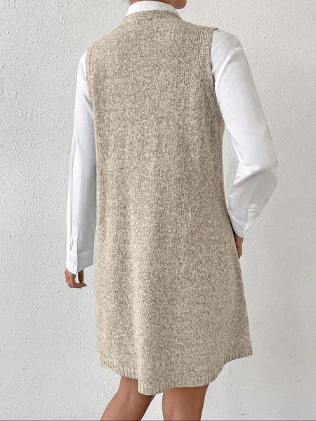 Women's V Neck Loose Knit Vest Dress, Simple and Clean Design, Versatile Style Change, Suitable for Spring/autumn/winter Seasons