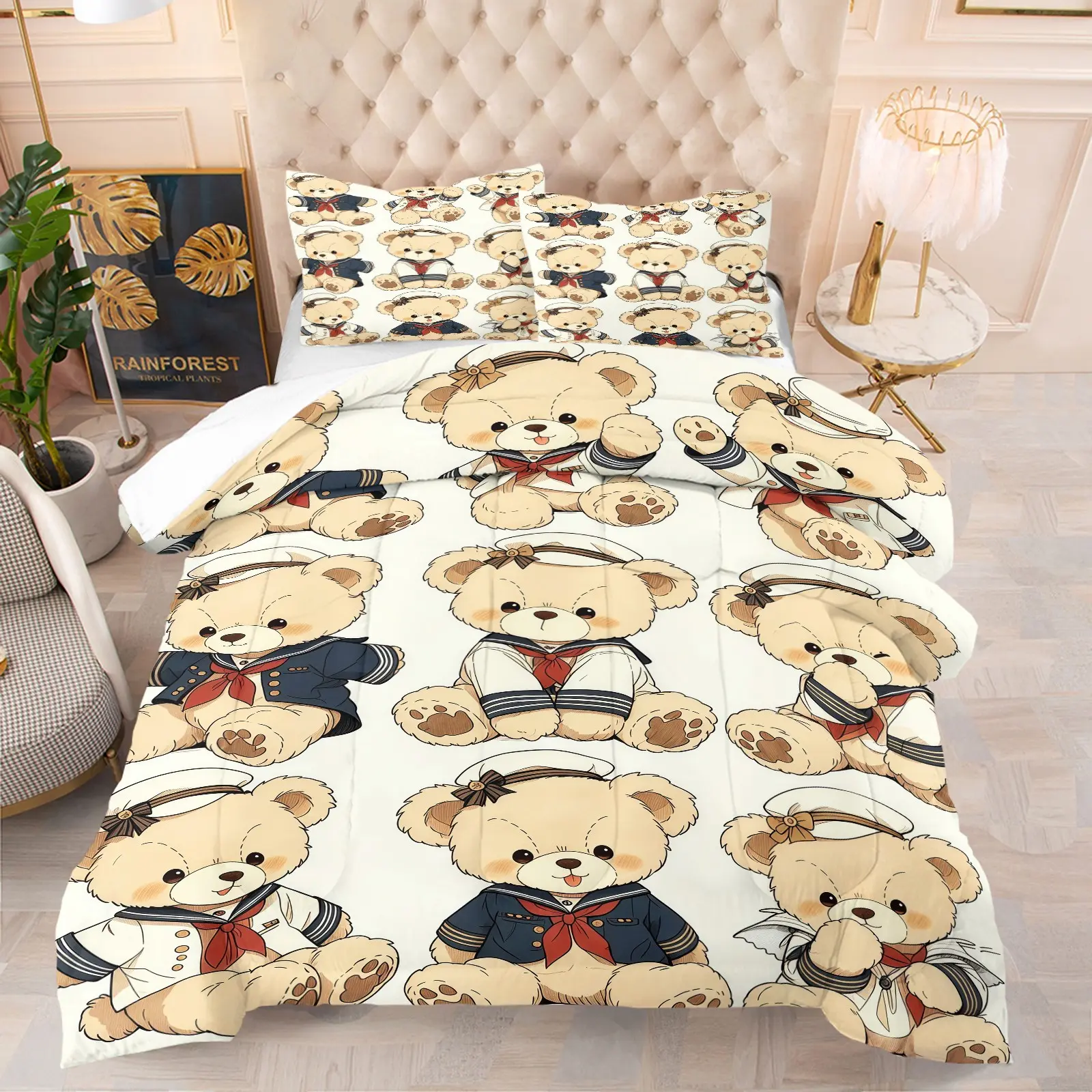 Bear Pattern Comforter Set, Including 1 Comforter And 1 Or 2 Core-Free Pillowcases, Suitable For Home Or Dormitory Decoration, Very Suitable For Daily Life And Holiday Gifts