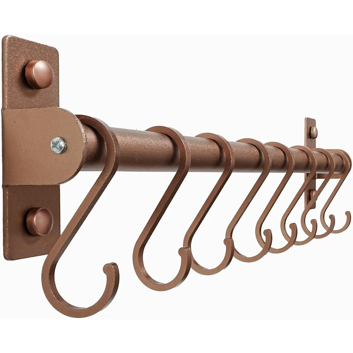 Kitchen Utensil Holder Hanger, Pot and Pan Rack Wall Mounted, Kitchen Rail with 8 Hooks for  Cooking Utensils, Mugs, Spoons, Wall Mounted, Antique Copper