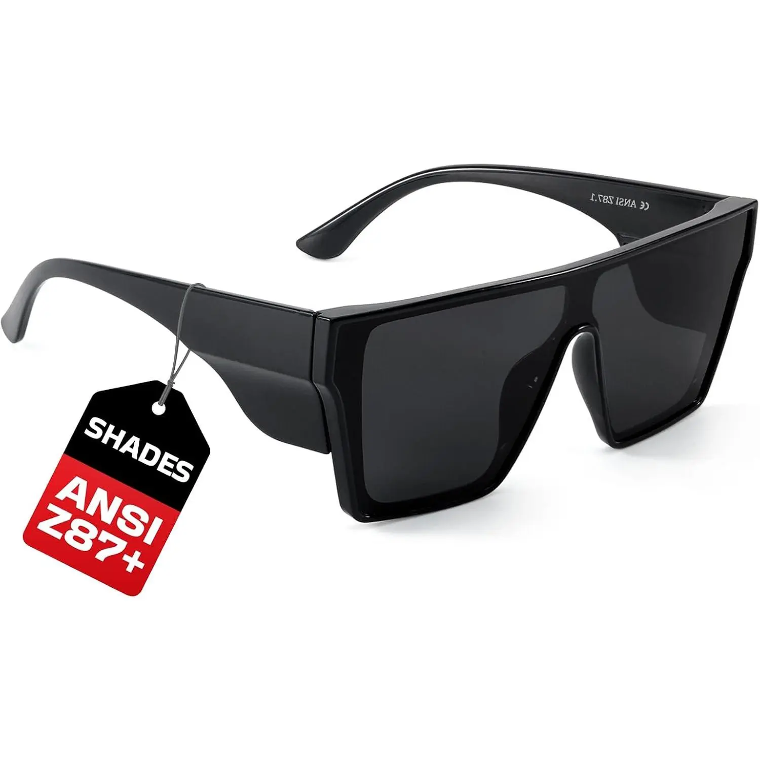 Z87.1 Big Sunglasses for Men Polarized Safety Glasses UV400 | Wrap Around Work Construction Sun Glasses, ANSI Z87.1 Mirrored Tinted Cool Stylish Shades, Outdoor Driving