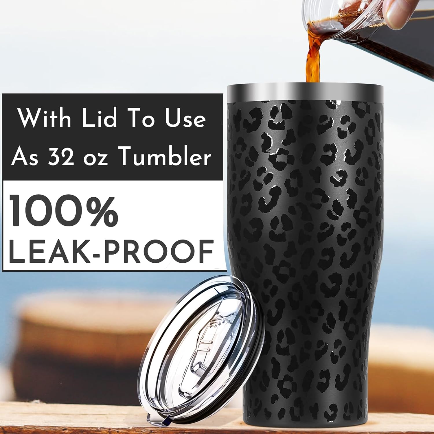 PLL Universal Iced Coffee Sleeve - Upgraded Double Wall Stainless Steel Holder Sleeves Insulator for Cold Drinks Fits Dunkin Donuts McDonalds Small Medium Large Cup (Black Leopard) PLL Universal Iced Coffee Sleeve - Upgraded Double Wall Stainless Steel Holder Sleeves Insulator for Cold Drinks Fits Dunkin Donuts McDonalds Small Medium Large Cup (Black Leopard)