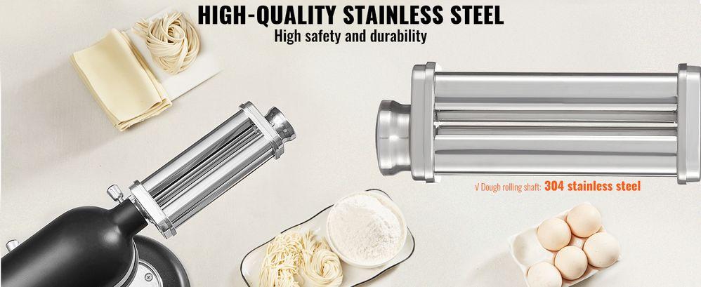 VEVOR Pasta Attachment for KitchenAid Stand Mixer, Stainless Steel Pasta Sheet Roller Attachment, Pasta Maker Machine Accessory with 8 Adjustable Thickness Knob, KitchenAid Pasta Attachment by  Utensils