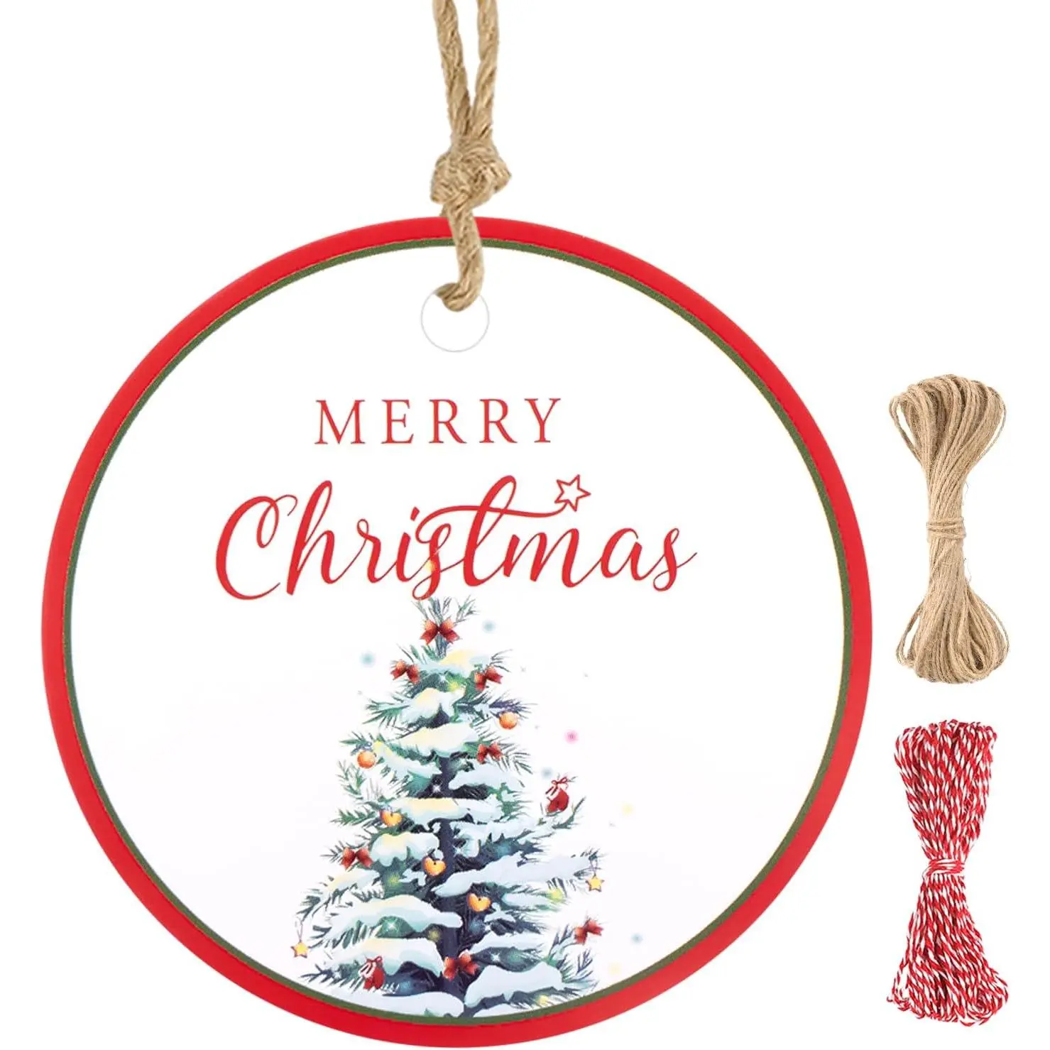 Happy Holiday Tags, 100 count Christmas Holiday Tags, 2'' Round Holiday  Tags, Christmas Tree Paper  Tags with String for Xmas  Wrapping, DIY Arts & Crafts, Holiday  Party Favors