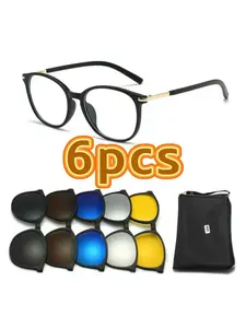 6pcs Interchangeable Lens Set, Fashion Decorative Eyewear, Daily Wear Glasses, Stylish Replacement Lenses, Versatile Accessory