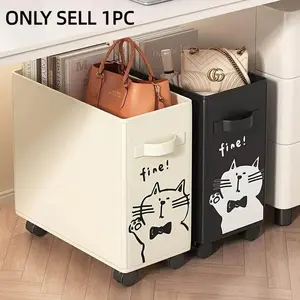 Foldable Rolling Storage Cart Under Desk Organizer, Mobile File Holder, Space-Saving Solution for Home Office Supplies & Books, Files Organizer