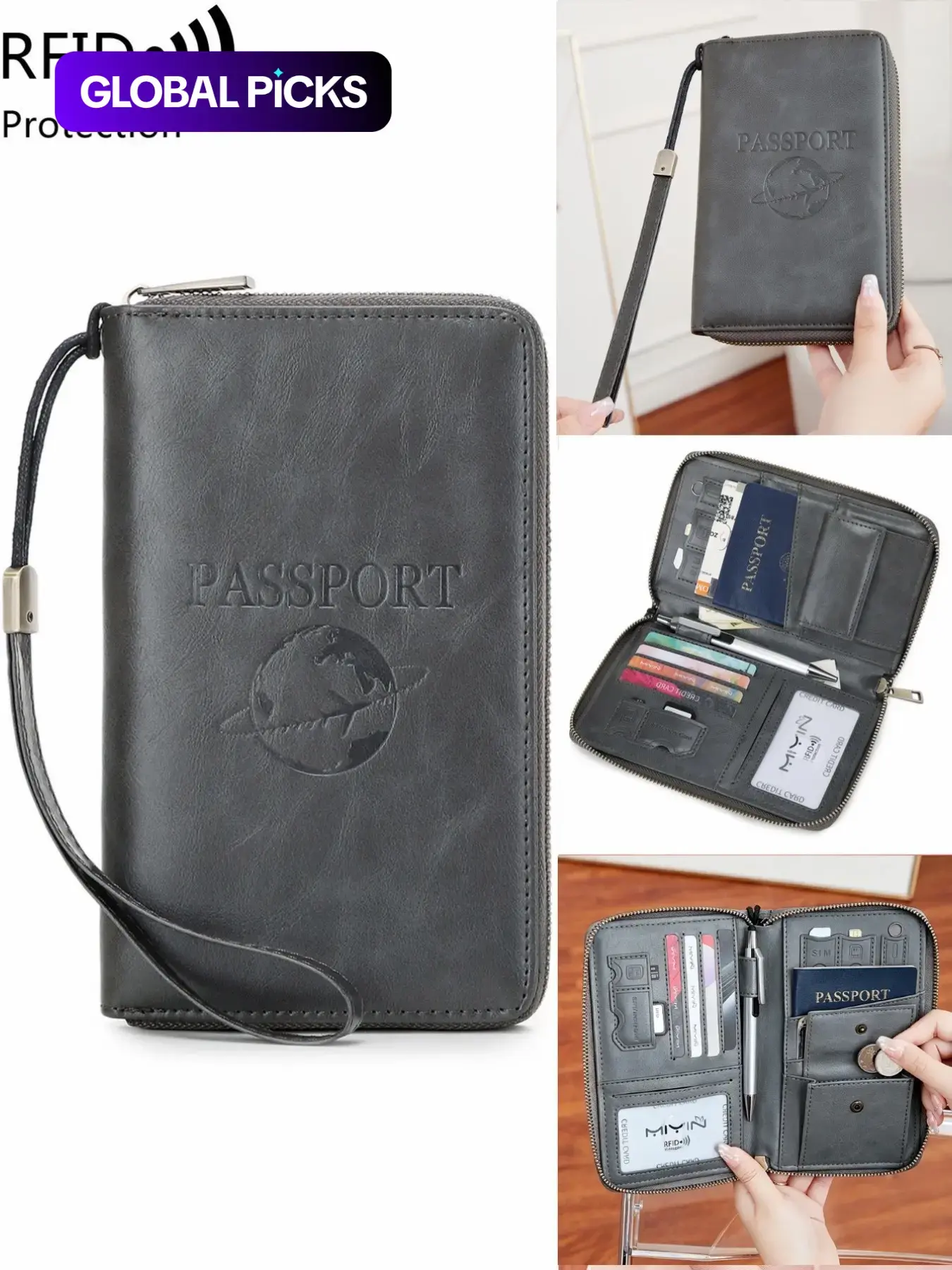 Multifunctional Passport Cover, RFID Blocking Passport Holder with Multiple Card Slots, Premium PU Leather Passport Case with World Map Pattern, Multiple Colors Available, Durable & Secure, Ideal Travel Essential