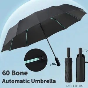 12k 60ribs Strong Automatic UV Protection Golf Umbrella, Modern Folding Business Rain/sun Parasol, Windproof Travel Gift