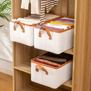 Clothing storage box for home use, made of cotton and linen fabric with steel frame, drawer-style storage, thickened storage box, home essential