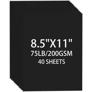 Cardstock 8.5 X 11, 40 Sheets Black Card Stock, 75lb/ 200gsm Copy Paper, Cardstock Printer Paper For Art, Drawing, Invitations, DIY Cards, Watercolor, Craft, Construction, School & Office Supplies