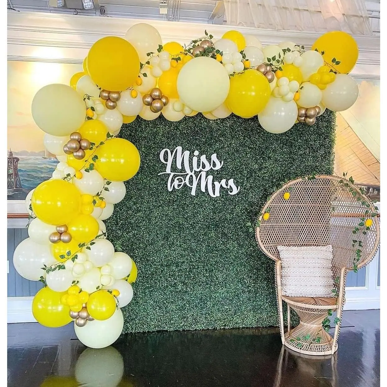 124 count Yellow Balloon Arch Kit,  Daisy Honeybee Theme Yellow and  Balloons for Birthday Parties, Wedding,  Shower Party, Anniversary Party Decoration