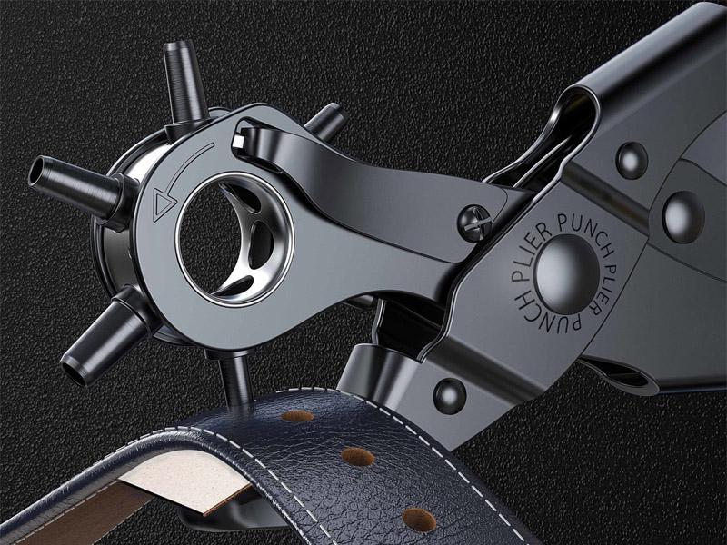 Leather Hole Puncher for Belts Watches Handbags Revolving Punch Plier Kit with 6 Stage Rotation Ergonomic Design 2 4.5mm Punching Diameter Professional Leather Punch Tool