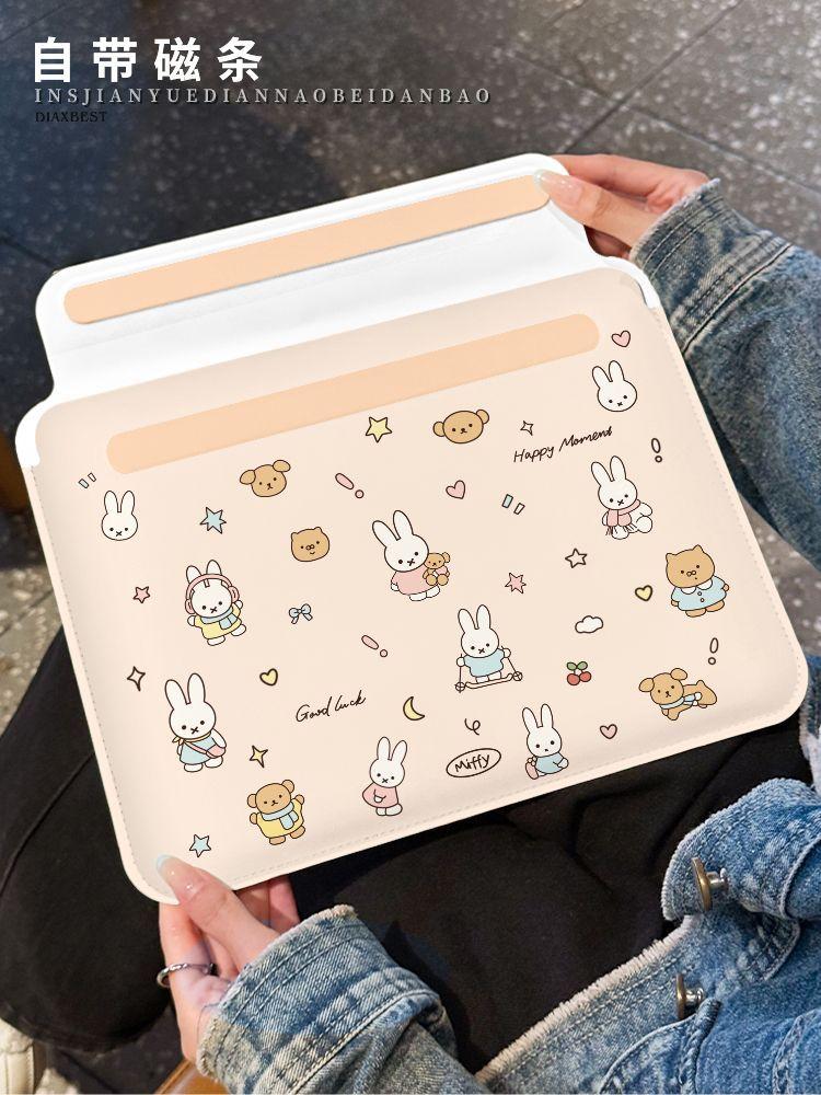 Kawaii Miffy Tablet Case for 11 12 13 14inch Tablet, Magnetic Inner Bag for 11.5/12.5 Inches, 2025 Storage Bag Ins Style Design