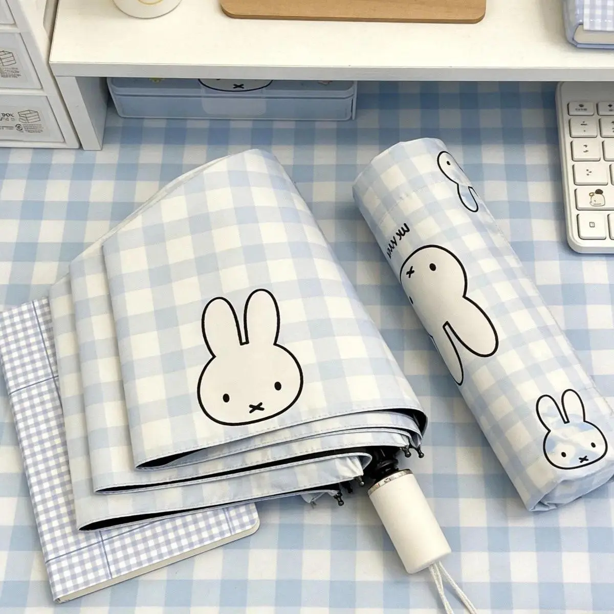 Miffy Animel Cartoon Portable Folding Umbrella Cute Rabbit Automatic Umbrellas Fashion Manual Umbrella Birthday Gift for Girls