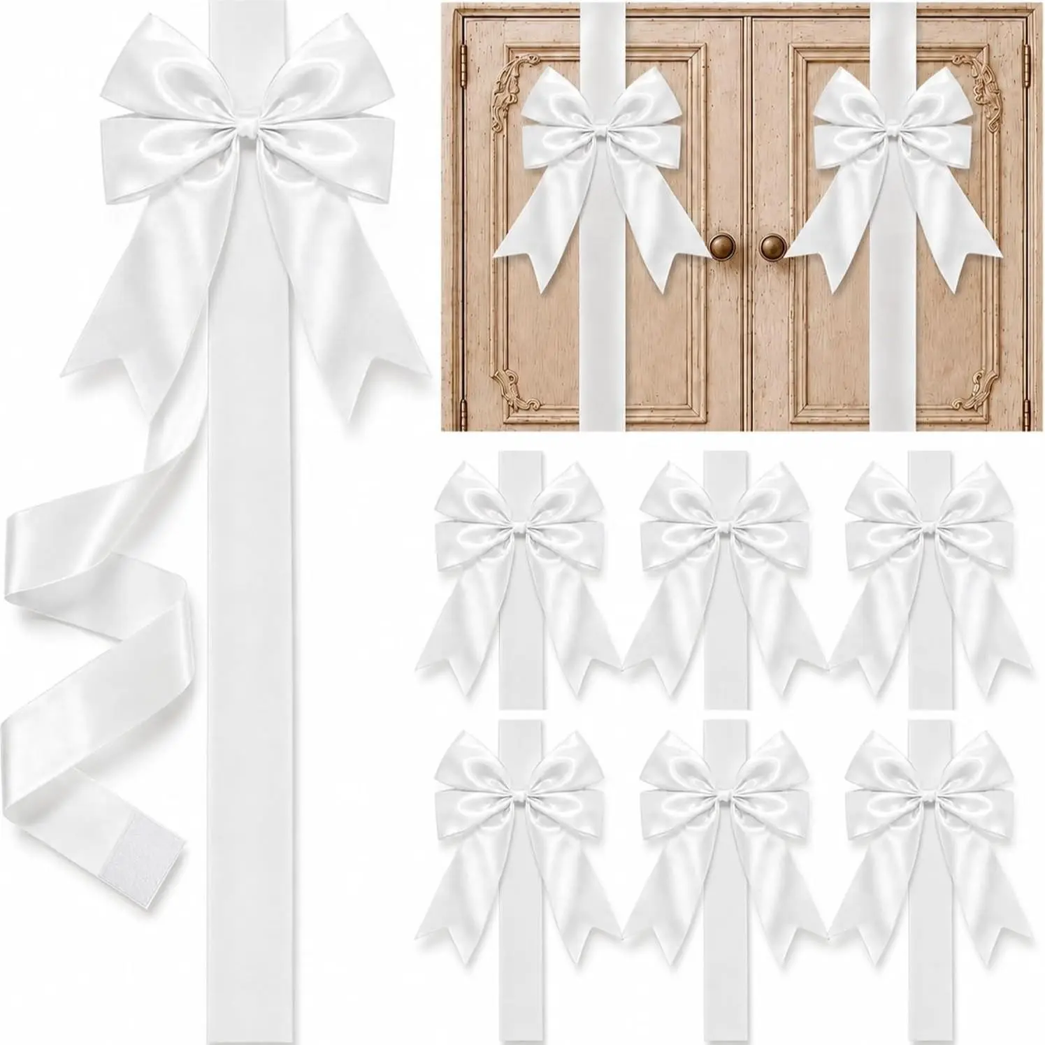 6-Piece Christmas Cabinet Door Bow Tie Set, Large Holiday Ribbon Decorations for Kitchen Cabinets & Party Furniture, Festive Home Accessories, Event Supplies, Party Decoration Supplies