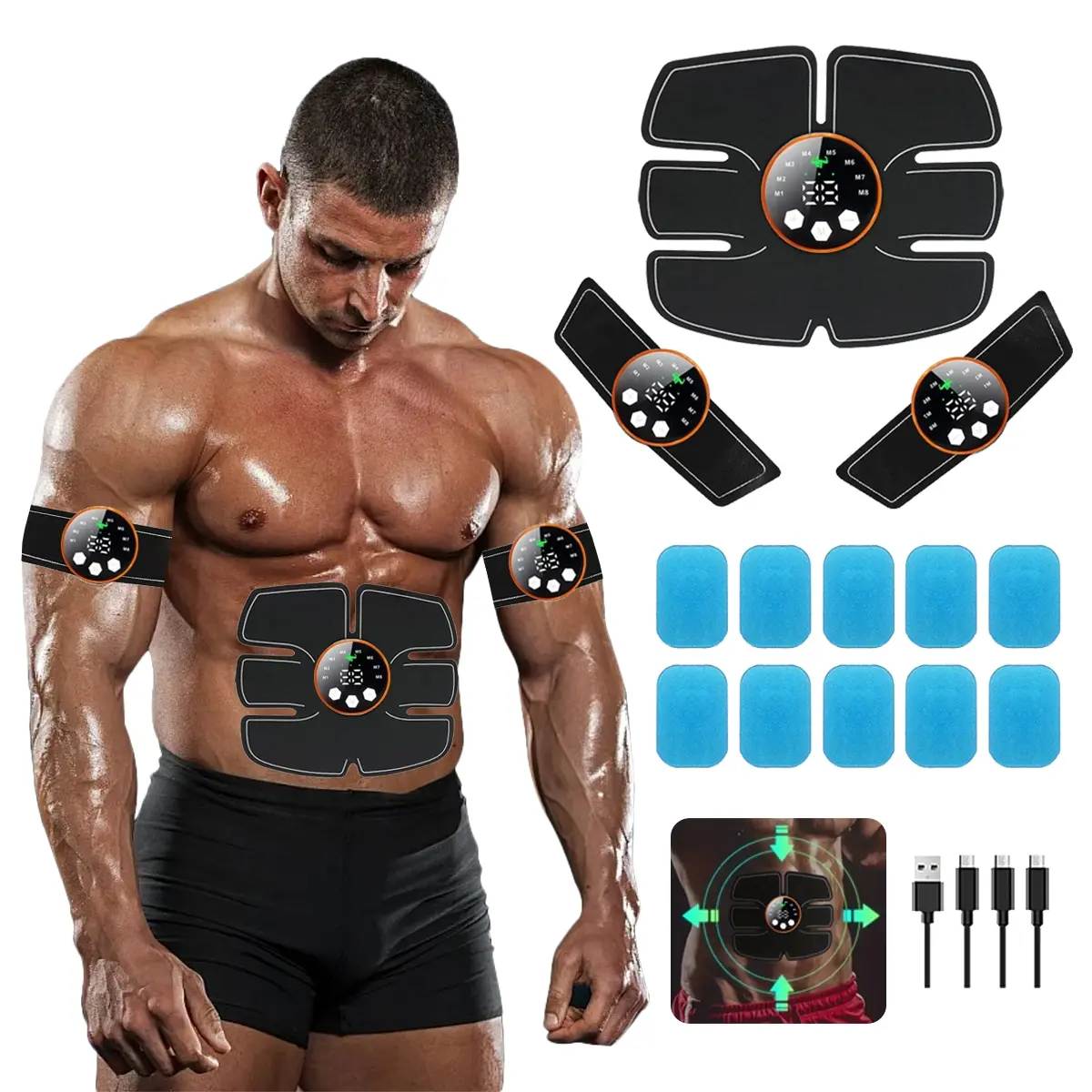 Abs Muscle -Portable Toner - Trainer Workout Equipment for Men Woman Abdomen Home Office Exercise,  ABS Stimulator, Ab Toning Belt Trainer, Abdominal Trainer Belt