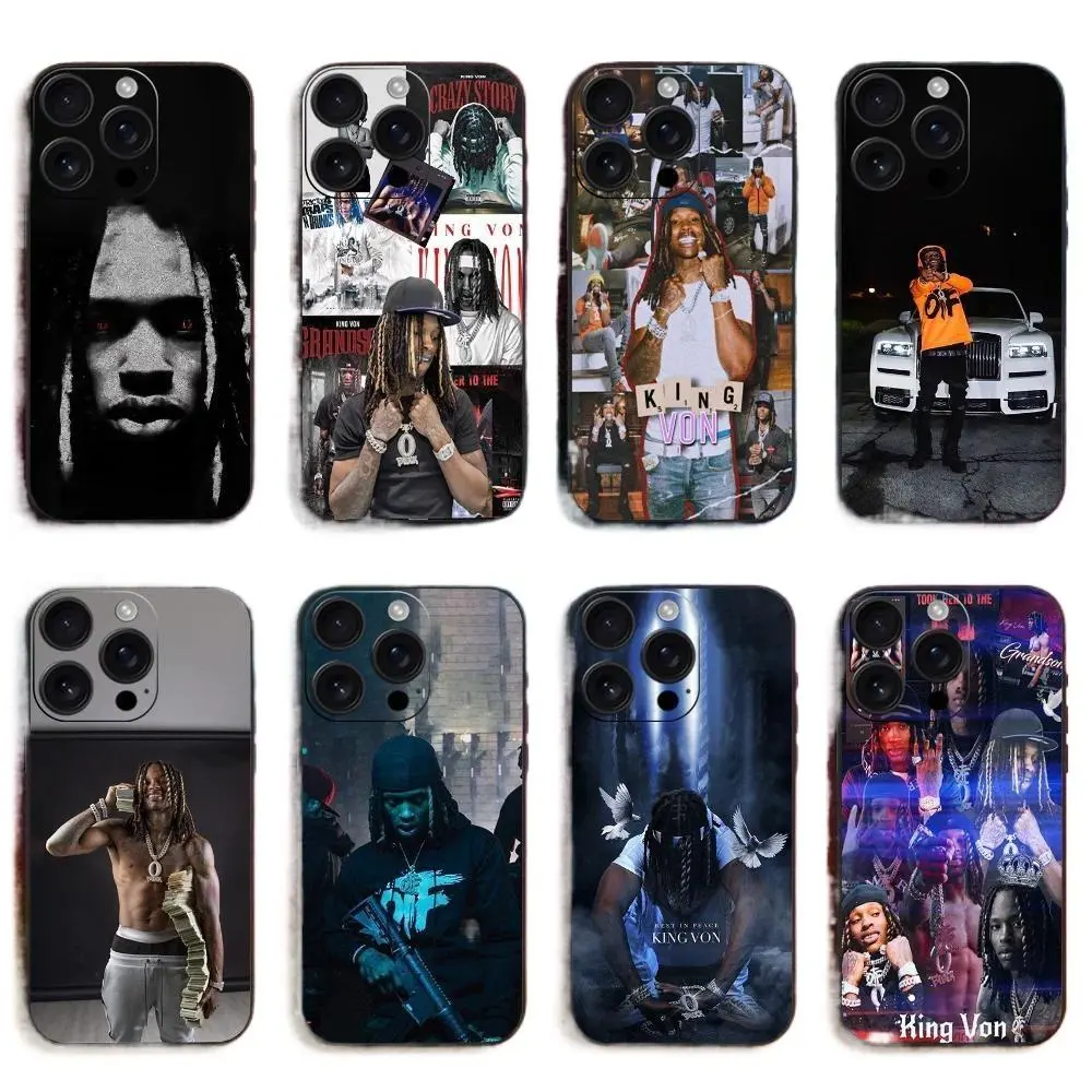 Raper K-King Von Phone Case For iPhone 17e 17 promax 17 16 15 14 13 12 11 Mini Pro Max Air X XR XSMAX & Samsung Galaxy S26 S25 S24 S23 S22 S21 FE Ultra Plus EDGE shockproof Soft tpu black Silicone Back Cover