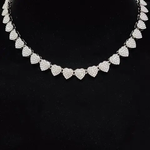Heart Necklace, Street Rhinestone Decor Matching Necklace for Galentinesparty for Boyfriend & Girlfriend, Exquisite Trendy Jewelry for Party, Daily Wear, Sparkle Hearts Necklaces