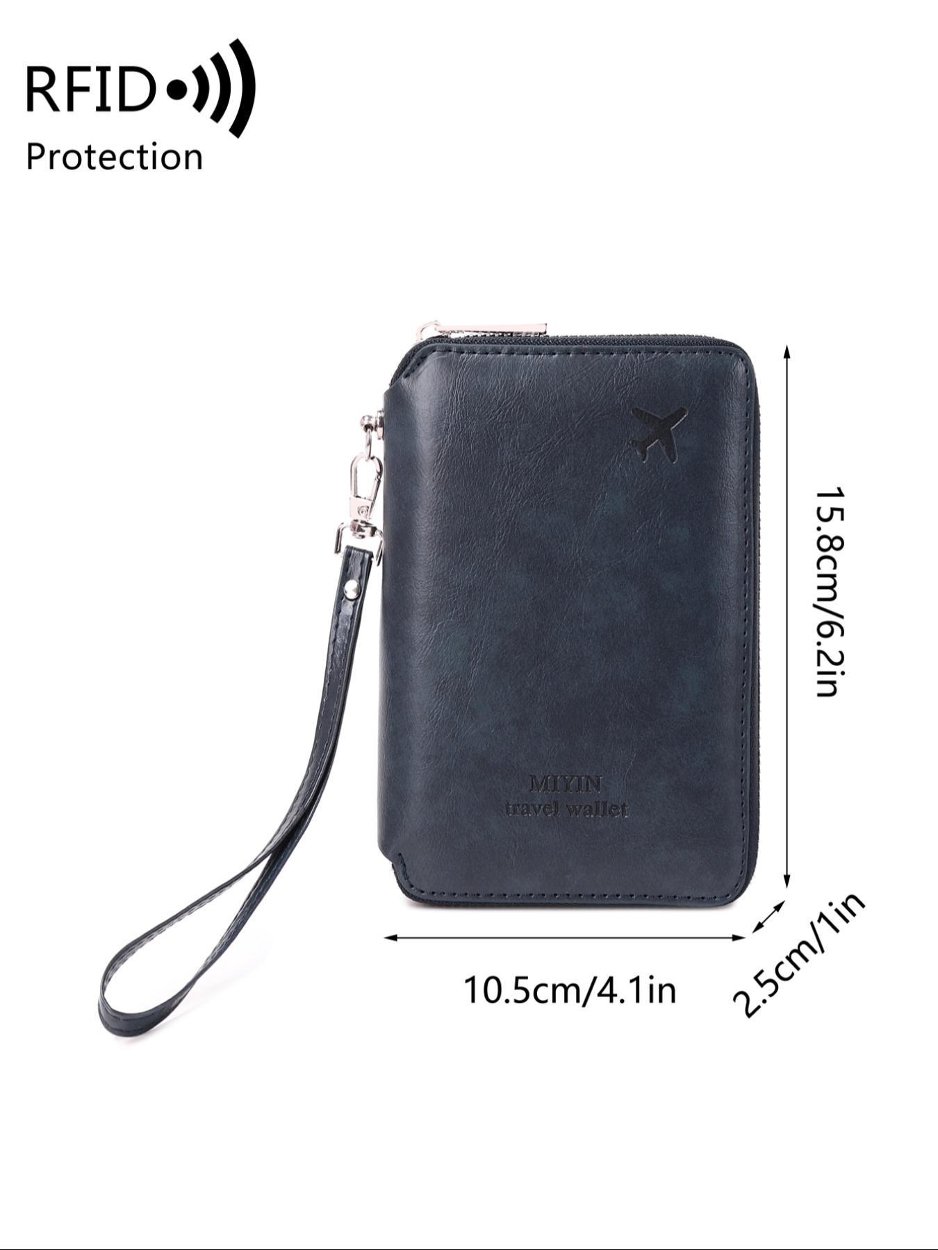 Summer Solid Color Airplane Passport Card Bag, Multifunctional Zipper Card Slots Wallet, Portable RFID Blocking Travel Wallet for Women & Men, Passport Cover, Card Organizer, Travel Document Holder