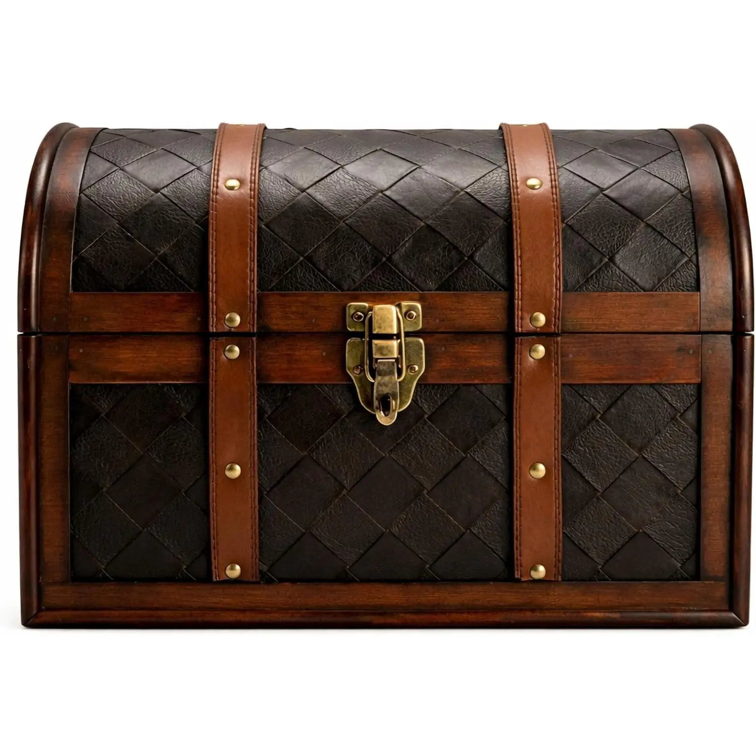Wooden Leather Treasure Chest Vintage Trunk, Small Storage Chest, Mini Memory Suitcase Storage Box, Keepsake Box, Pirate Decor Chest