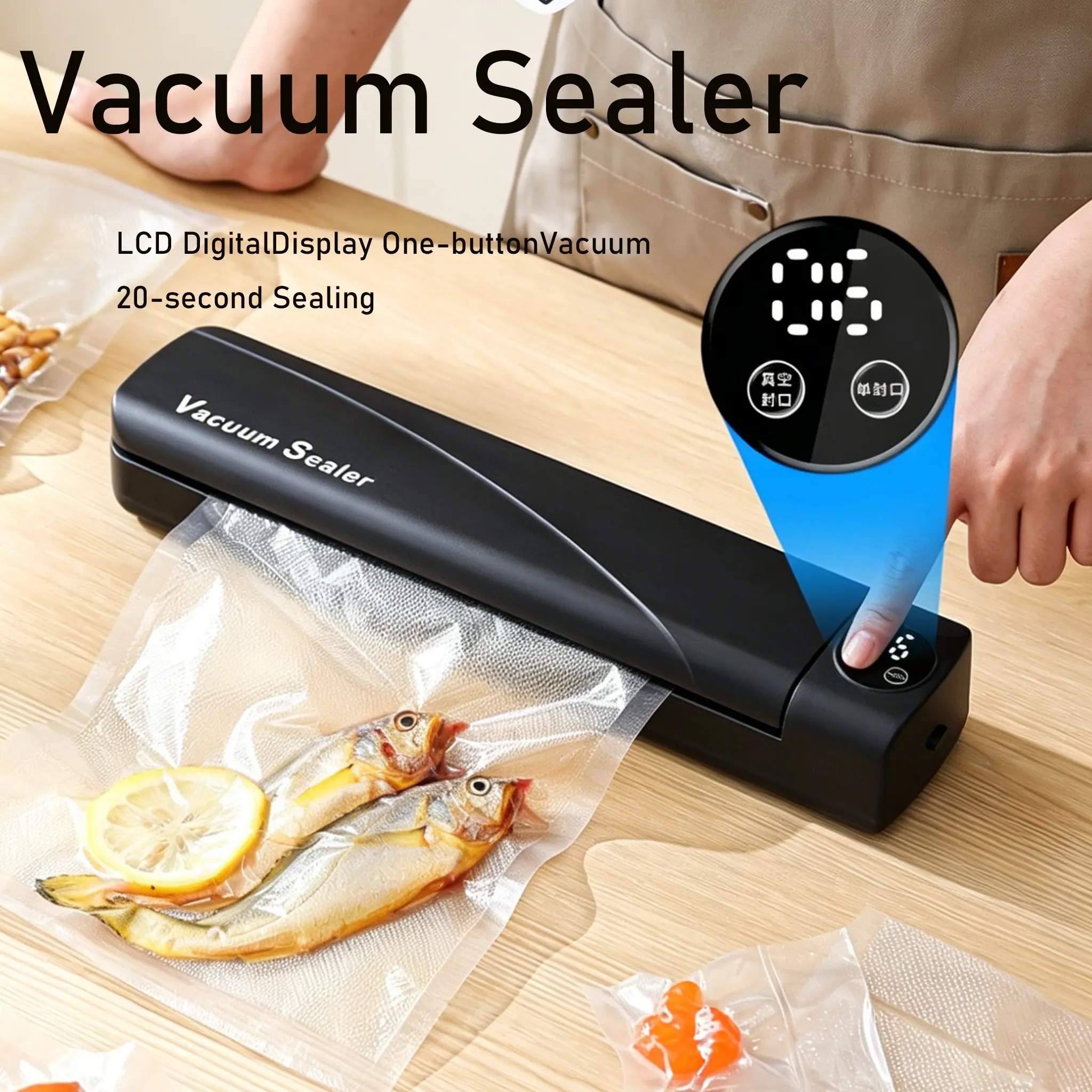 Automatic Mini Vacuum Food Sealer Machine, Multifunctional Plastic Bag Resealer, Fast Airtight Sealing, Compact Kitchen Food Storage Sealer