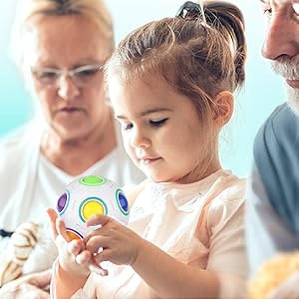 Rainbow Puzzle Ball with Pouch Color-Matching Puzzle Game Toy Stress Reliever Magic Ball Brain Teaser for Kids and Adults, Children, Boy, Girl Holiday
