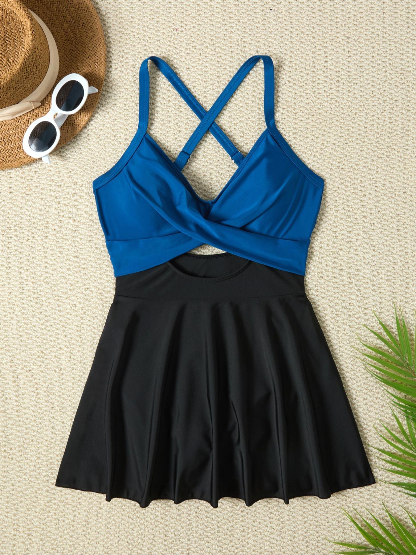 Women's Leopard Print Criss Cross Cami One-piece Swimsuit, Sleeveless Swimsuit, Casual Cut Out Tie Back One-piece Swimwear, Ladies Summer Beach Holiday Swimwear, Spaghetti Strap Swimsuit, Cutout Swim Suit